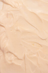 White whipped cream texture. Top view.