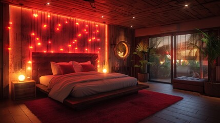 Romantic room with decoration for valentine&acute;s day
