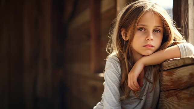 Pensive Young Girl in Sunlight