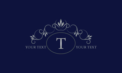 Elegant floral monogram design template with initial T. Vector illustration design for invitation, menu, company brand, cosmetics.
