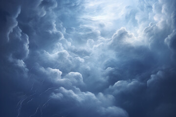 Obraz premium Graphic resources of blue smoke, mist, cloud, thunder, storm or dye, paint floating in water or levitating in air. Abstract, minimalist and surreal blank background with copy space