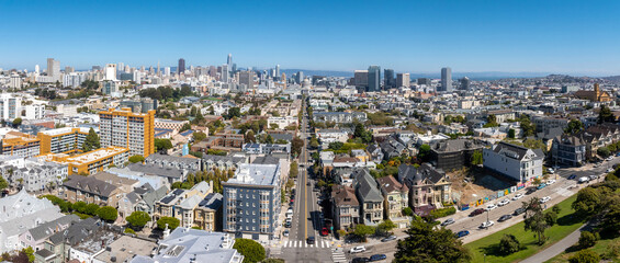Aerial view of the San Francisco city hall. San Francisco City Hall seen from Civic Center Plaza