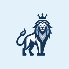 A minimalistic mascot logo of a majestic lion