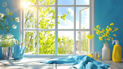 Spring cleaning with open windows and fresh air