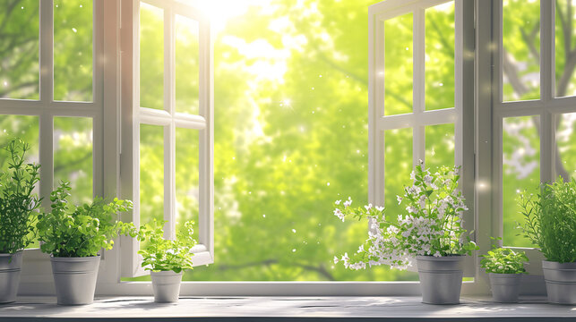 Spring cleaning with open windows and fresh air