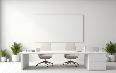 White office interior with mock up wall