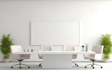 White office interior with mock up wall