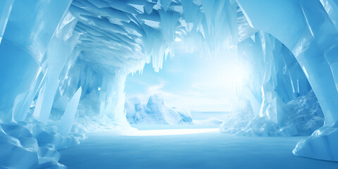 Frozen Elegance Unveiled: A Deep Dive into the Icy Wonders of the Cave, Adorned with Dazzling Icicles and Glacial Ice