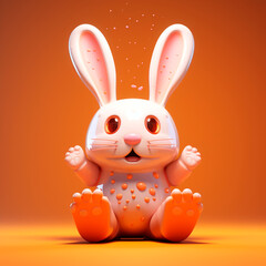 Toy rabbit, tor art rabbit, small robot rabbit. Neutral background. 3D rendering design illustration.