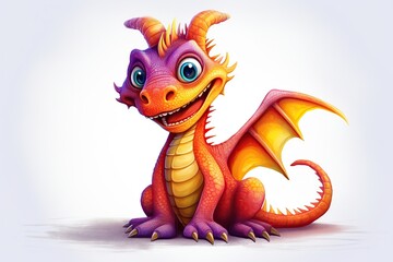 Illustration of dragon on white background. New year 2024