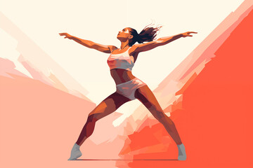 Fototapeta na wymiar Female dancer performing on the stage, illustration generative AI