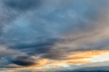 Fototapeta na wymiar dramatic sky at sunset in winter in Cyprus 5