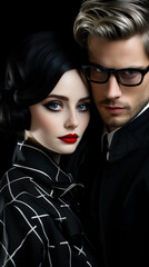 Man and woman. Tenderness and love. Vintage and retro.