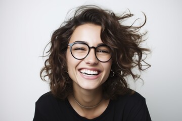 Obraz premium Closeup of young woman wearing eyeglasses