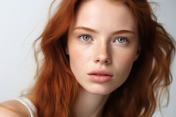 Obraz premium Portrait of young handsome woman on white background