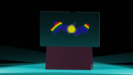 3d representation of the Pernambuco flag map in the center of a space on a screen lights around