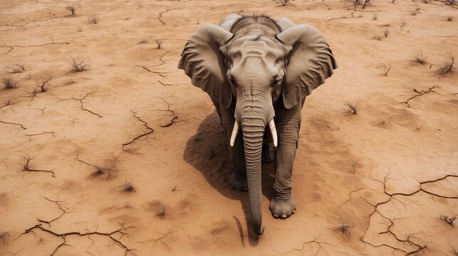 Elephant at dry land 