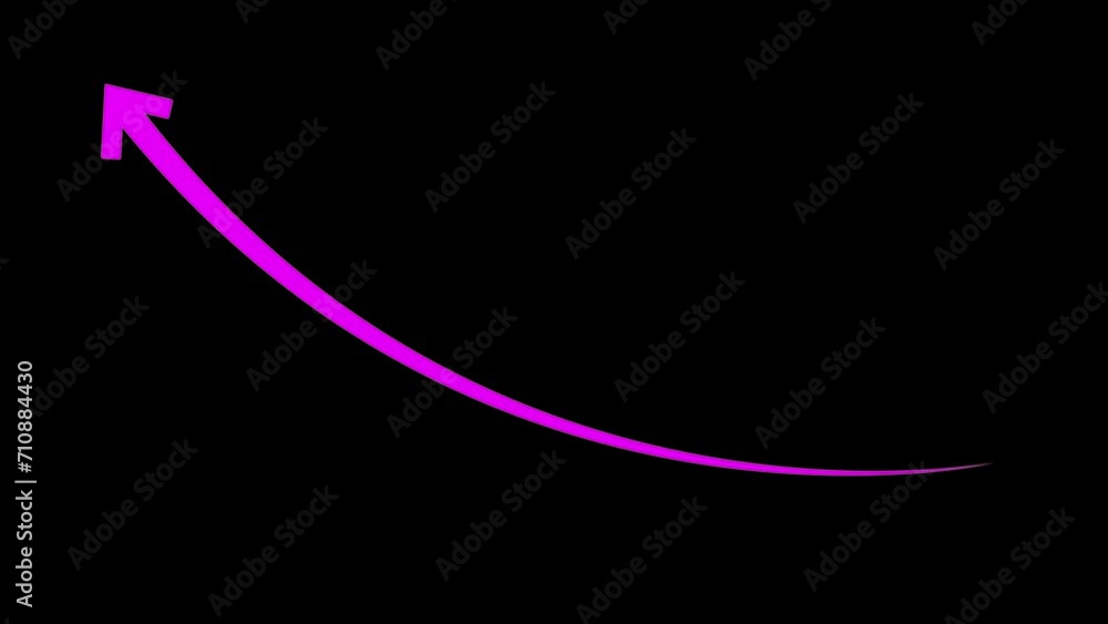 Poster purple color arrow rising transparent channel arrow animation.