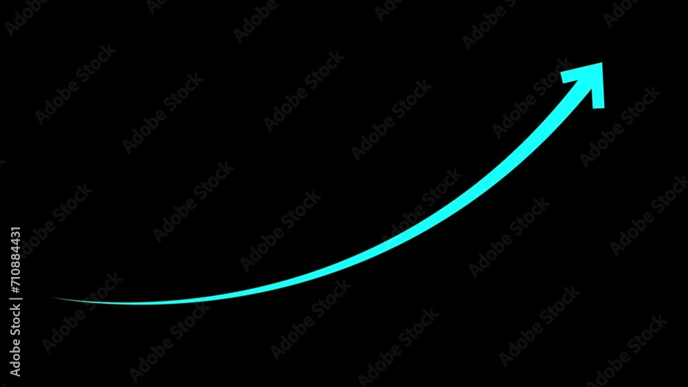 Poster blue color arrow rising transparent channel arrow animation.