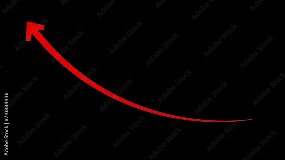 Poster red color arrow rising transparent channel arrow animation.