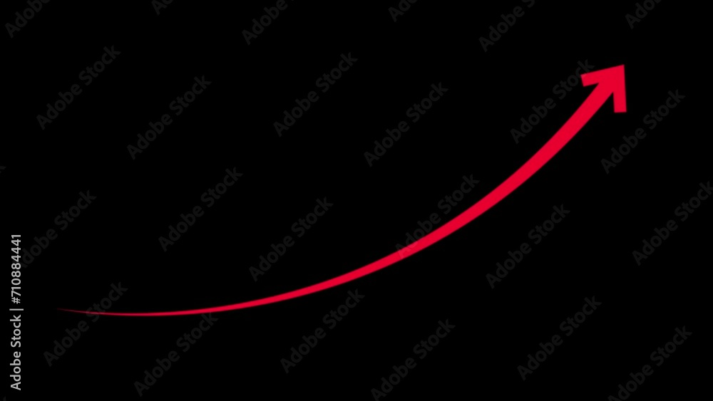 Poster red color arrow rising transparent channel arrow animation.