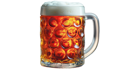 Mug of beer isolated on white or transparent background.