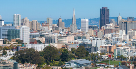 Fototapeta na wymiar Panoramic aerial view of the San Francisco downtown.