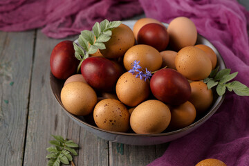Still life with eggs and flowers