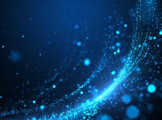 Dark blue and glow particle abstract background, template for banner design