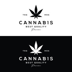 Premium quality cannabis organic plant logo retro vintage template design.