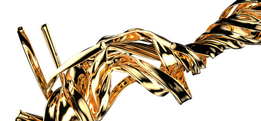 3d render of gold cloth. iridescent holographic foil. abstract art fashion background.