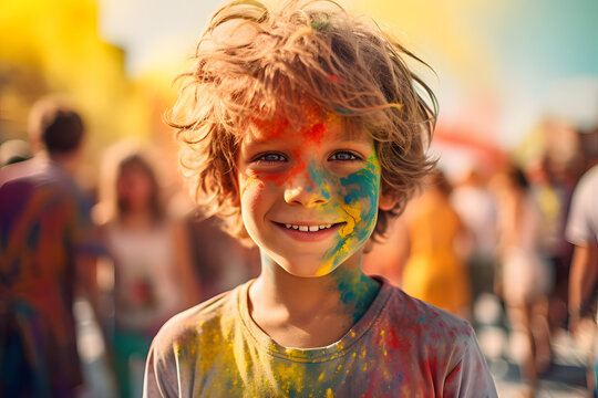 a child with paint on his face