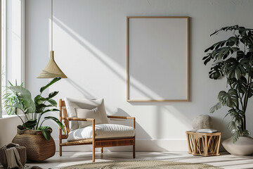 Frame mockup in modern living room generative ai