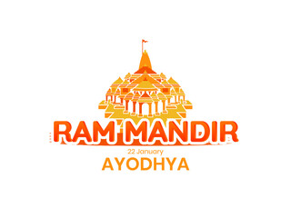 Creative Typographic Illustration of Ayodhya's Ram Mandir Temple