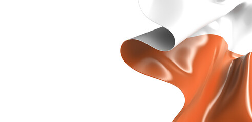 Creased Polish satin flag in wind with seams and wrinkles