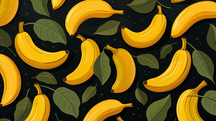 Ai illustration of Banana Seamless Pattern. 