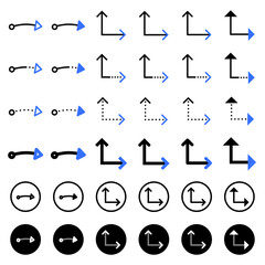 Arrow icon related to connection and flow.
