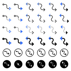 Arrow icon related to connection and flow.
