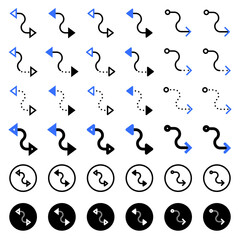 Arrow icon related to connection and flow.
