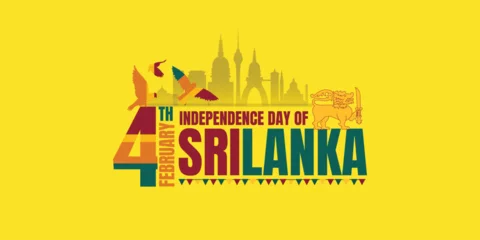 Foto op Aluminium Sri Lankan Independence Day. Sri Lanka Day Defense Concept. Template for background, banner, card, and poster. Editable Vector illustration. National Day of Sri Lanka © 2D
