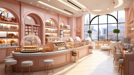 Fototapeta premium Pink Bakery Interior