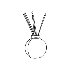 Drawn reed diffuser on white background