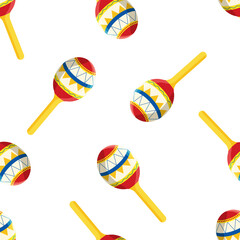 Maracas seamless pattern. Colorful Mexican traditional music instrument.