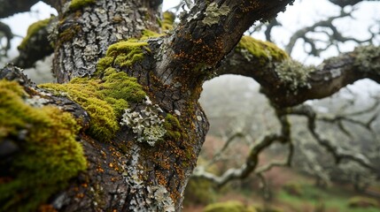 Fototapeta premium : A Close-Up Exploration of an Almond Tree Trunk and Its Text - AI Generative