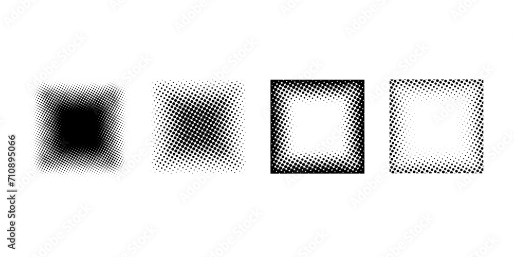 Poster set of abstract halftone rectangle design elements.
