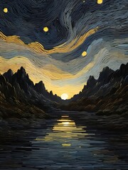 A painting of the starry night van gogh style,Generative Ai