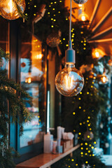 stylish light bulbs in the cafe