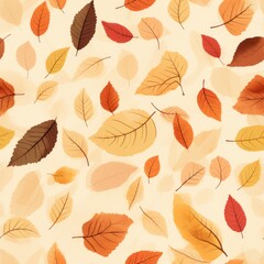 Watercolor seamless autumn leaves pattern on beige background   vector nature background