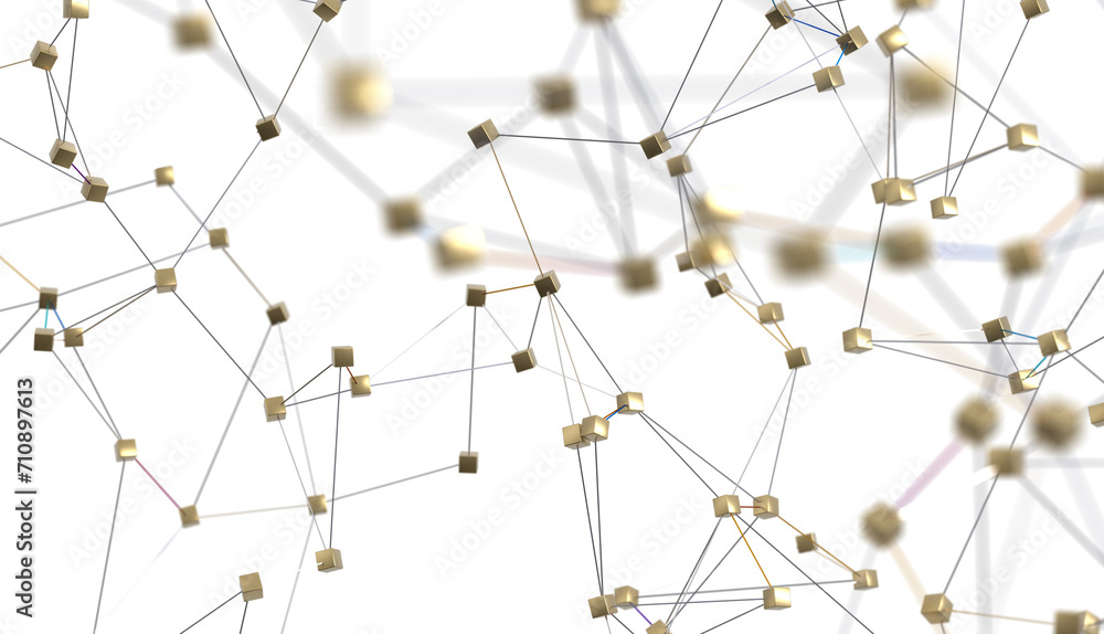 Poster abstract connected dots and lines. concept of ai technology, motion of digital data flow.