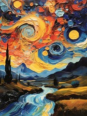 A painting of the starry night van gogh style,Generative Ai